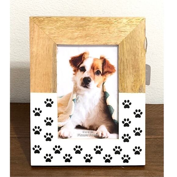 NWT: Sagebrook Home - Dual Wood & Paw Print Picture Frame (Fits a 4x6 photo) - Picture 1 of 3